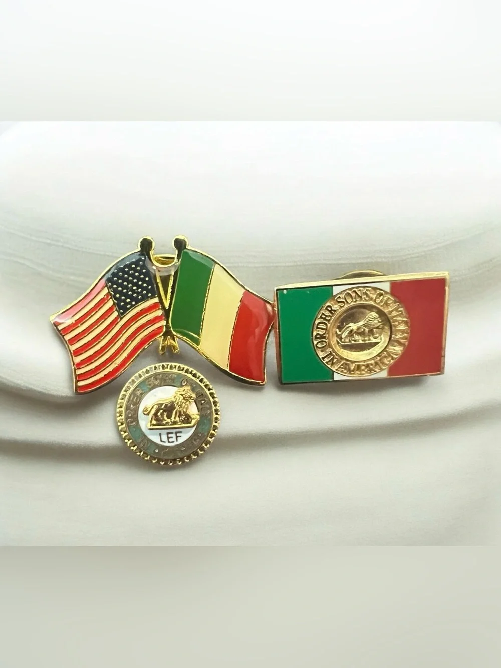 Source Unknown Tricolor and American Flag Cuff Links Set - Green Red Gold
